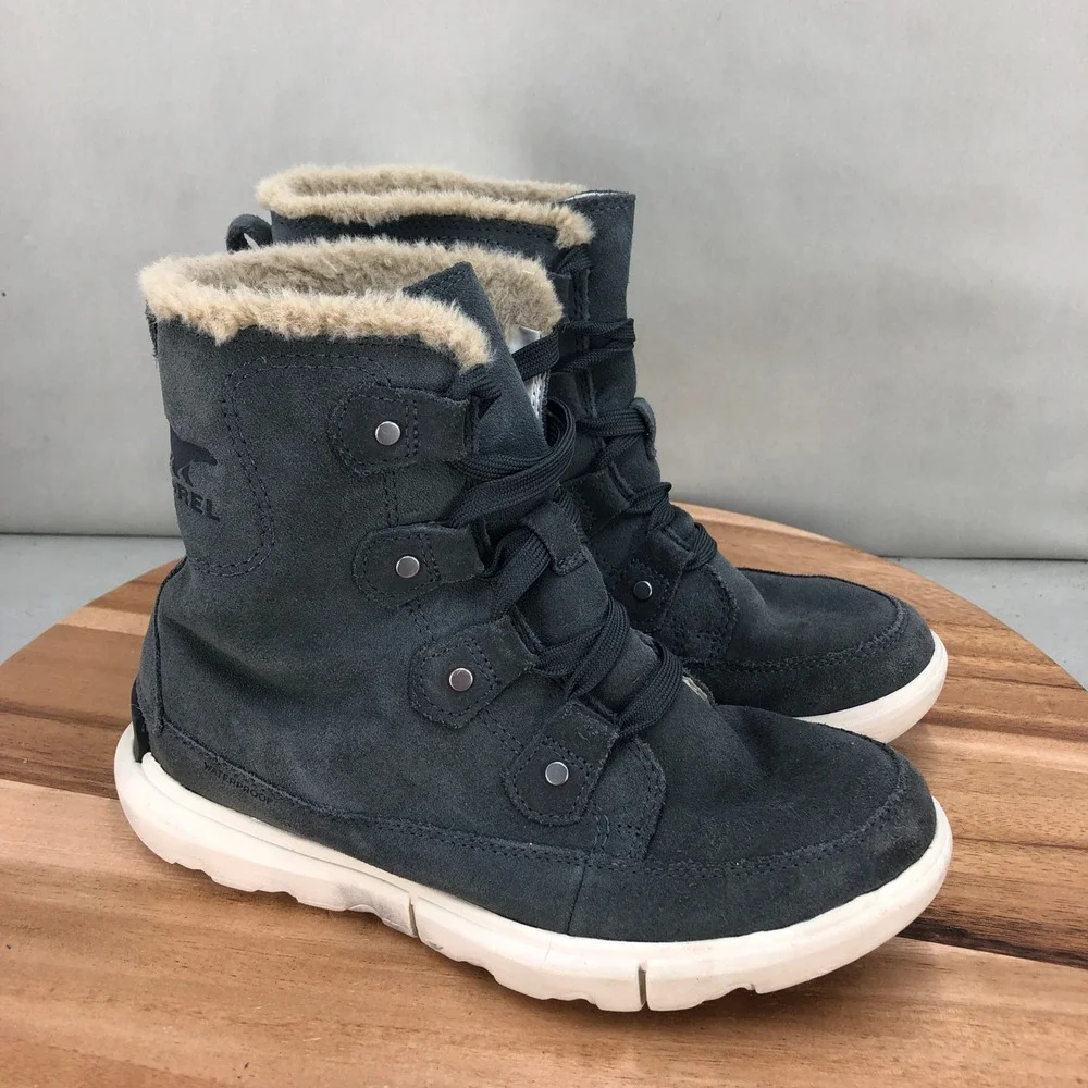Sorel Explorer II Joan Faux Fur Waterproof Boots Gray NL5031-028 Womens 6.5